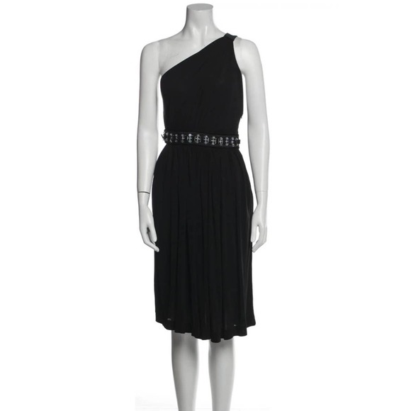 NWT Dolce & Gabbana Midi Black Coctail Dress One Strap Beaded Zip 44 - Picture 3 of 14